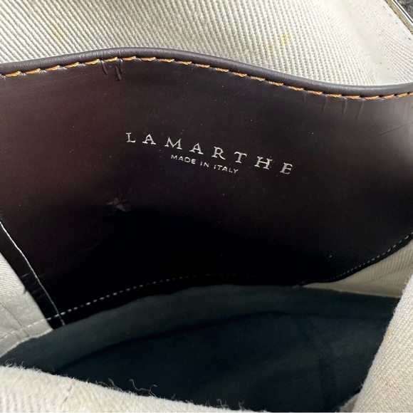 Lamarthe Paris Handbag Blue Denim Leather Shoulder Bag Purse Made In Italy - Picture 10 of 15